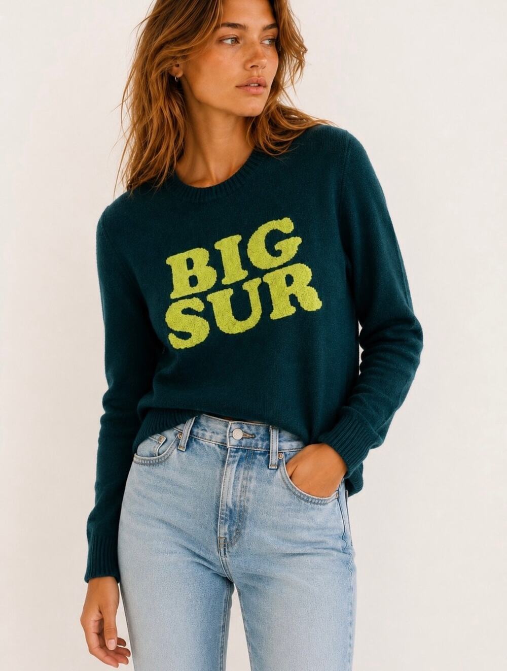 Jumper 1234 Big Sur Cashmere Sweater Bottle Green Graphic XS Cottagecore